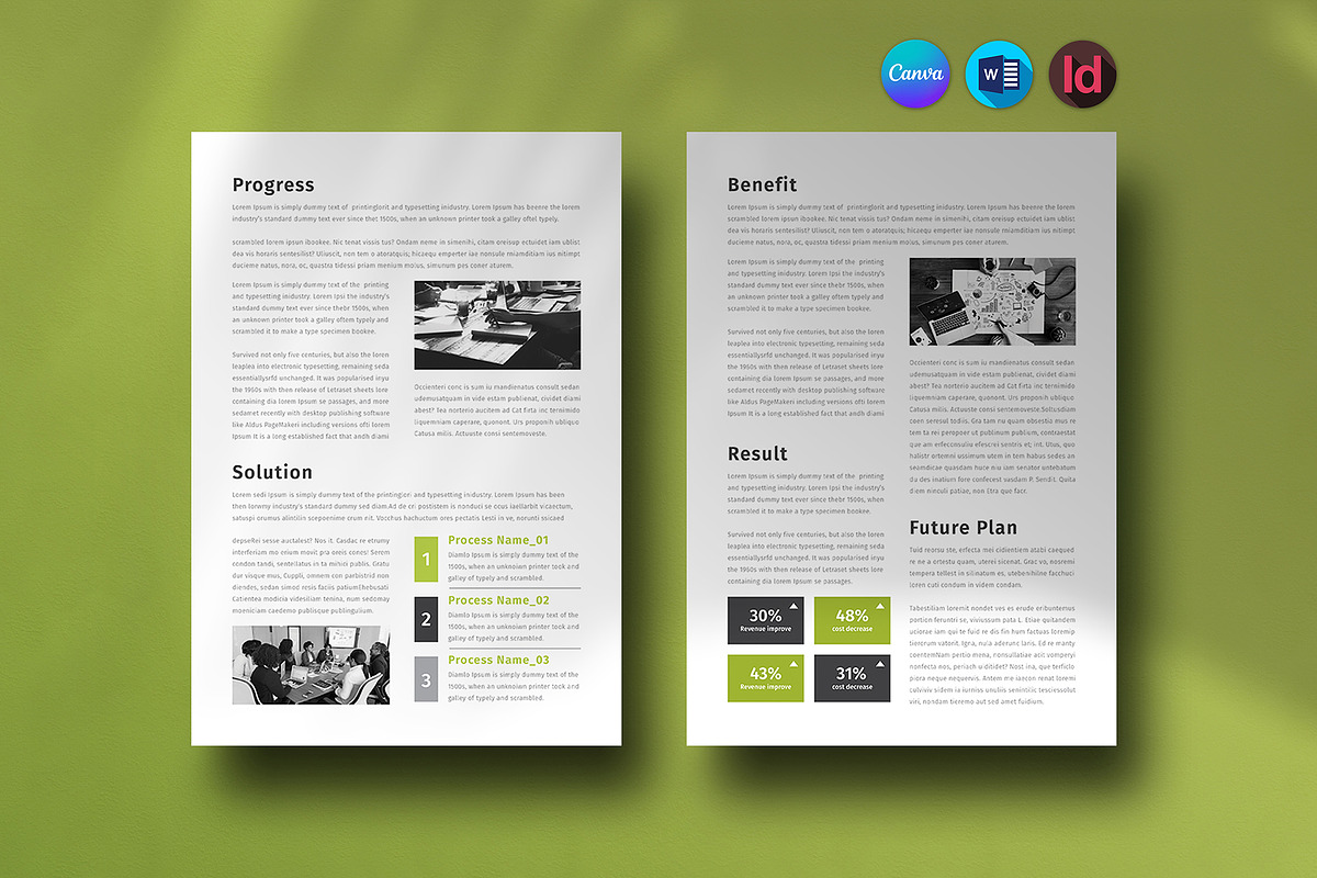 Canva Case Study Template, a Brochure Template by DesignDevisers (Photo 3 of 10)