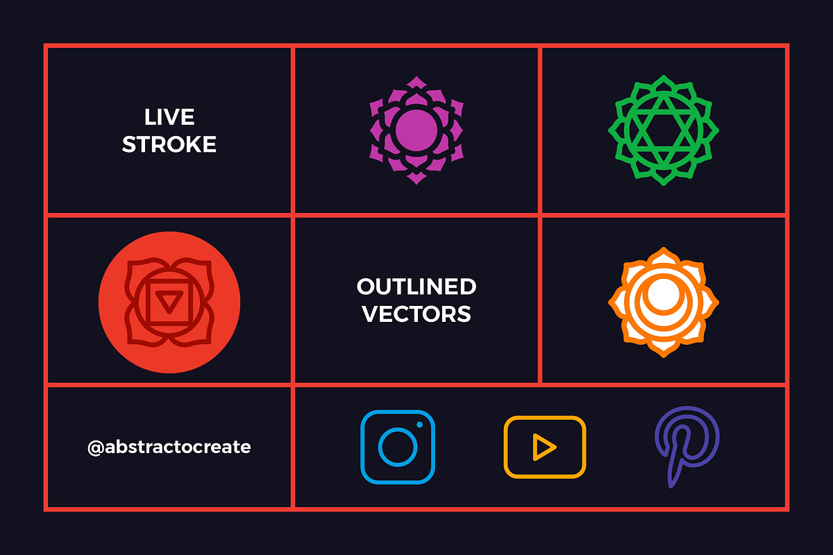 The Seven Chakras Symbol Set Vector Download, image size:1200x800