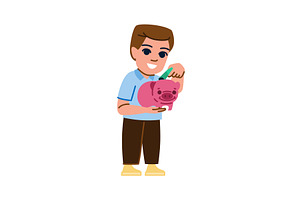 Happy child saving money in piggy, an Object Illustration by pikepicture
