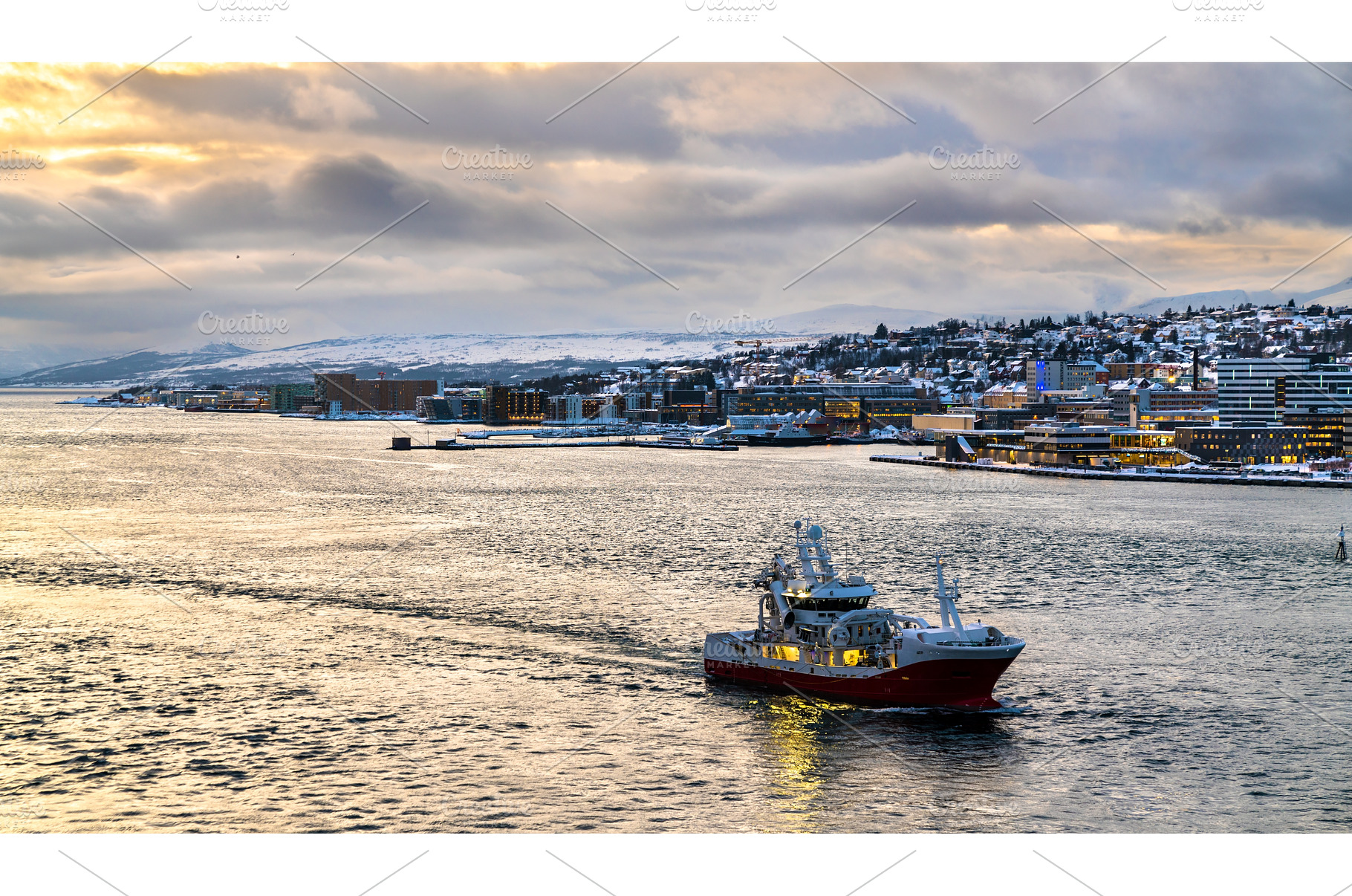Boat in the sea at Tromso, Norway, a Transportation Photo by Leonid Andronov