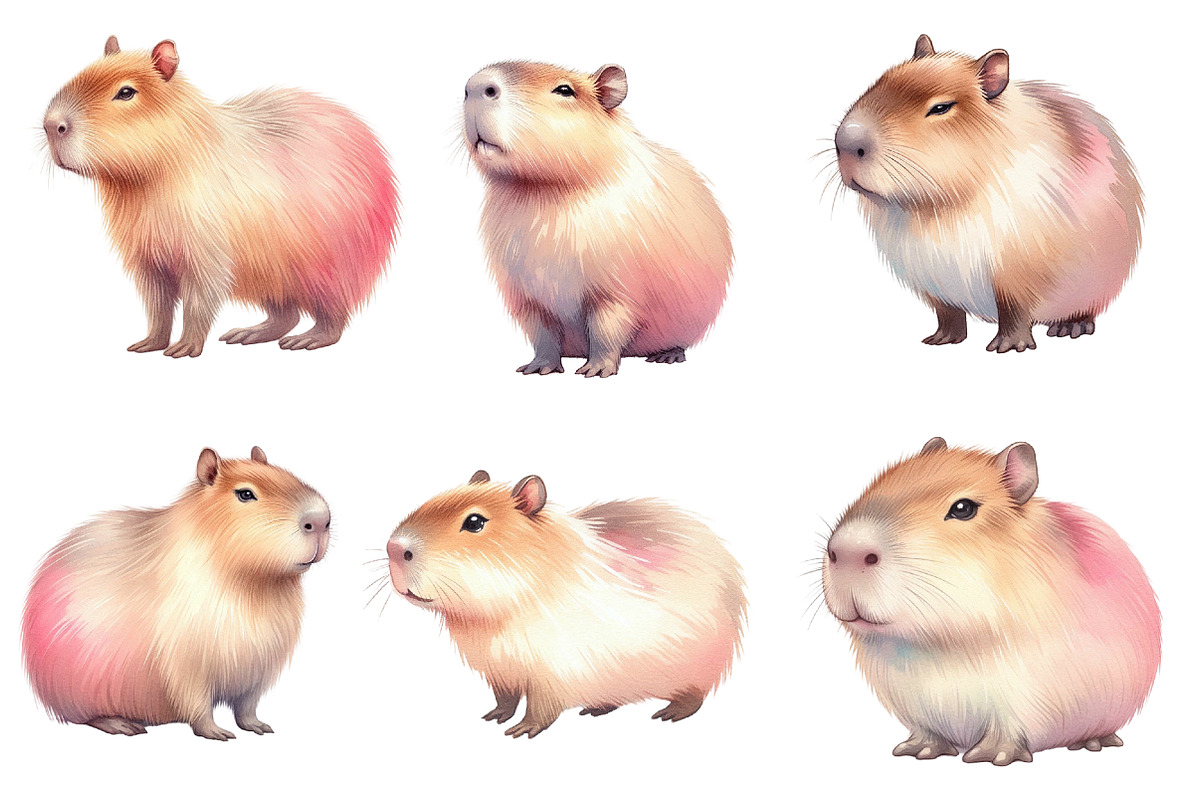Watercolor Capybara clipart, an Illustration by Designworld (Photo 4 of 5)
