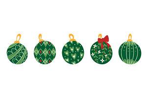 Green vintage xmas bauble collection, an Object Illustration by art PVP - market