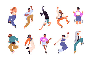 Happy people jumping set, a Person Illustration by PaperTrident