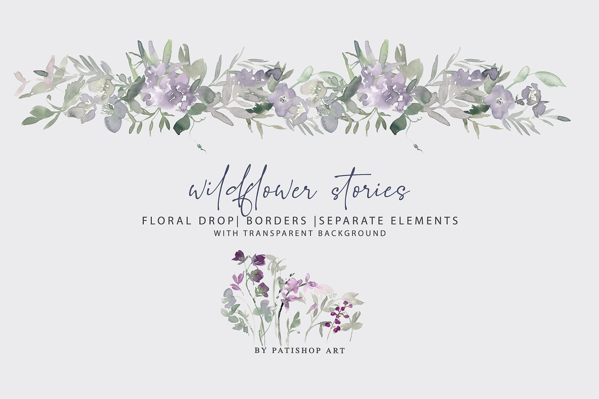 Watercolor Wildflower Clipart Set, an Illustration by Patishop Art (Photo 8 of 23)