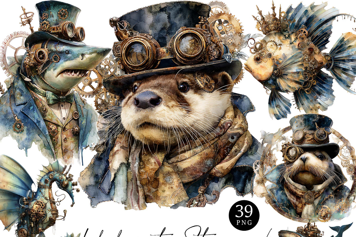 Underwater Sea Steampunk Animals, an Animal Illustration by Design Scotch (Photo 1 of 10)