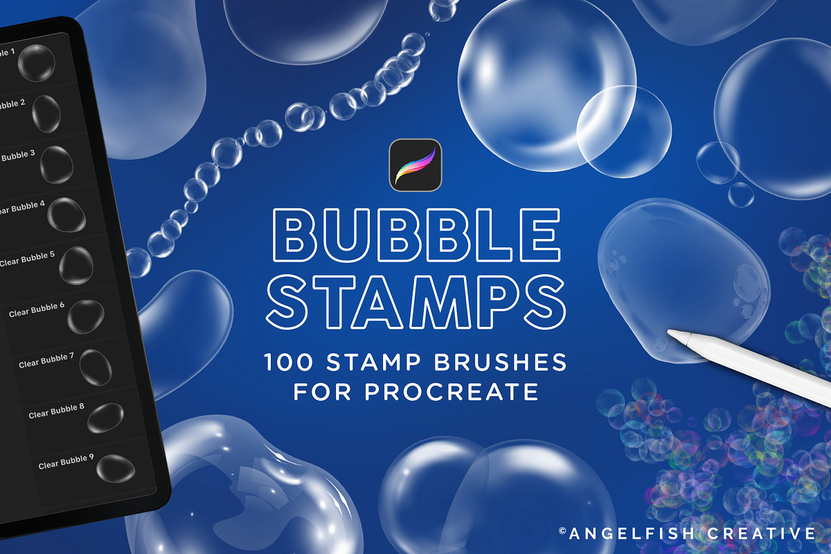 Bubble Stamps Procreate Brush Set, a Brush Add-On by AngelfishCreative (Photo 1 of 7)