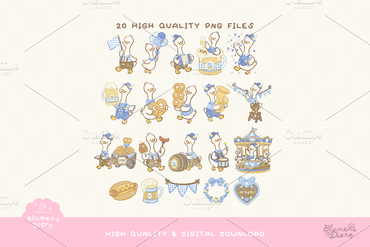 Silly Goose Louie Clipart Bundle, an Animal Illustration by Blumensdiary (Photo 4 of 12)
