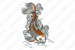 Koi Carp Fish Vintage Japanese