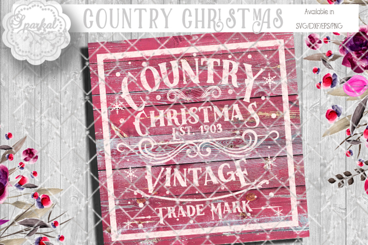 Vintage Country Christmas Cut File, an Object Graphic by SparkalDesigns (Photo 1 of 3)