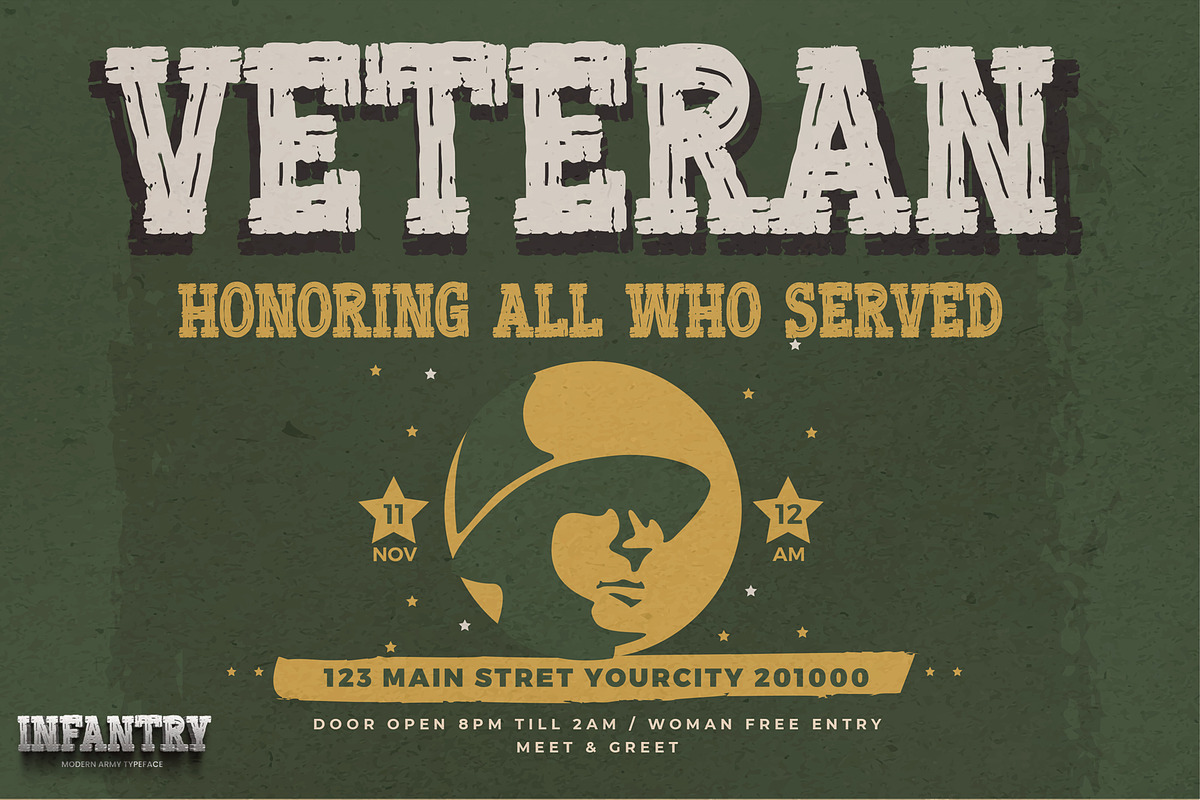 INFANTRY - Modern Army Typeface, a Serif Font by Gassstype (Photo 3 of 8)