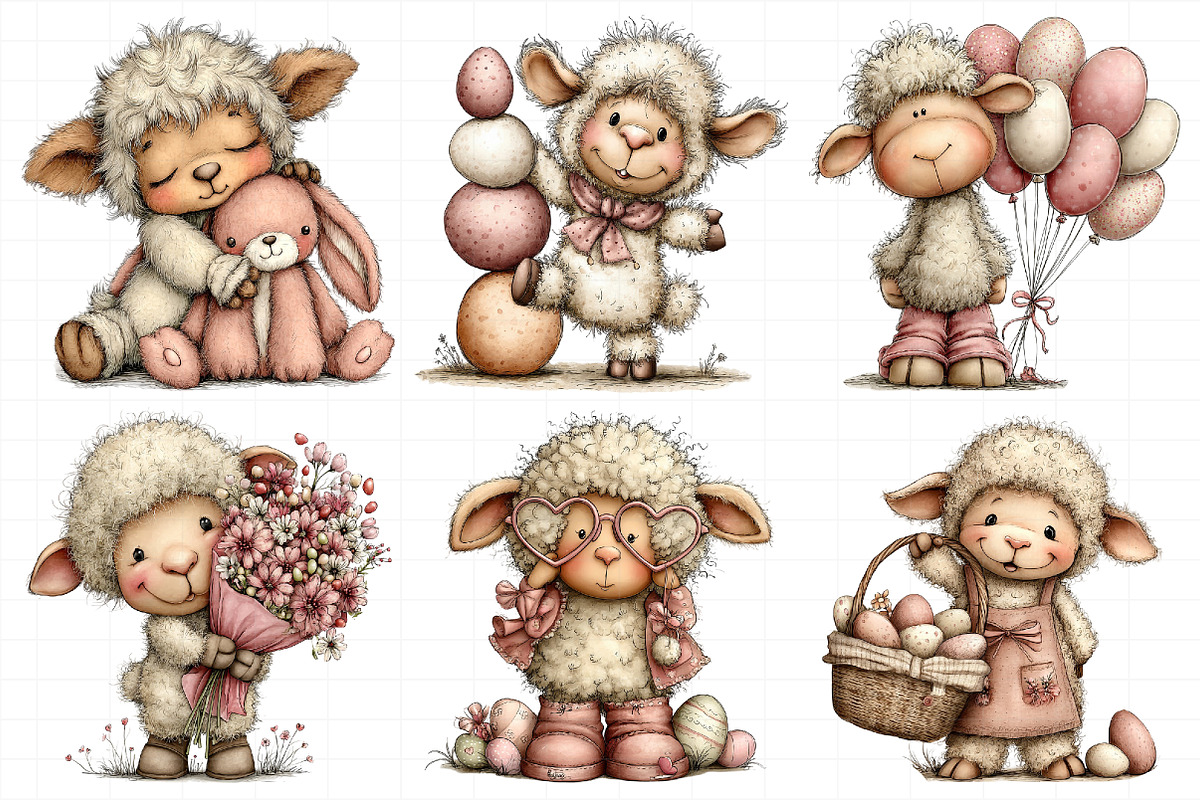 Whimsical Easter Sheep Clipart, an Illustration by Daily.Designs (Photo 3 of 8)