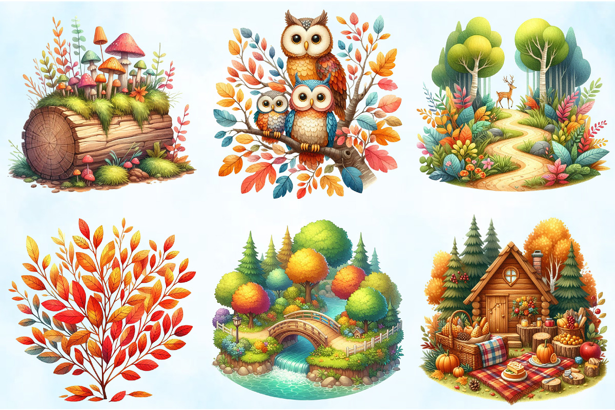 Fall in the Forest Watercolor PNG, an Illustration by Craft Nest (Photo 2 of 5)