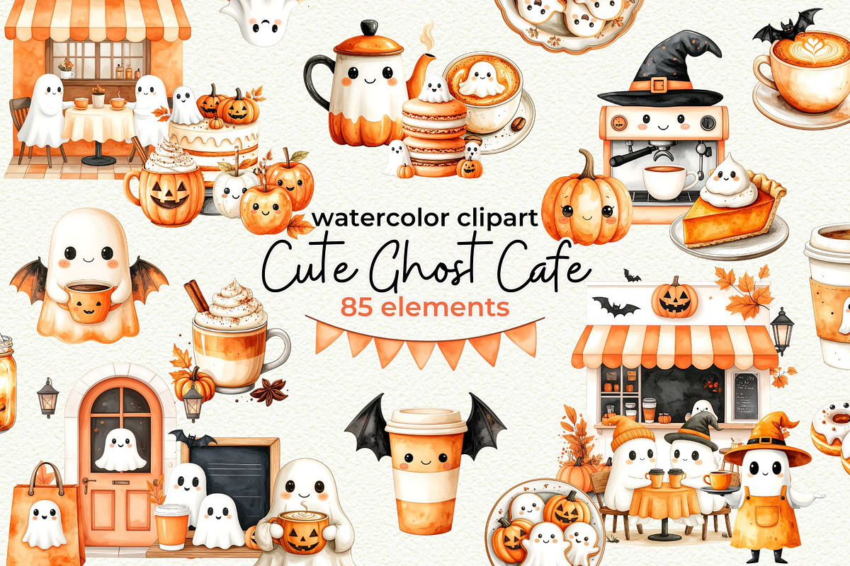 Cute Ghost Cafe, a Seasonal Illustration by Anna Design Studio (Photo 1 of 13)