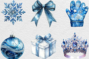 Silver Blue Christmas Clipart Bundle, an Illustration by Black Bird Studio (Thumbnail 4 of 6)