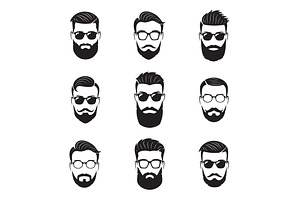 Vector Bearded Men Faces