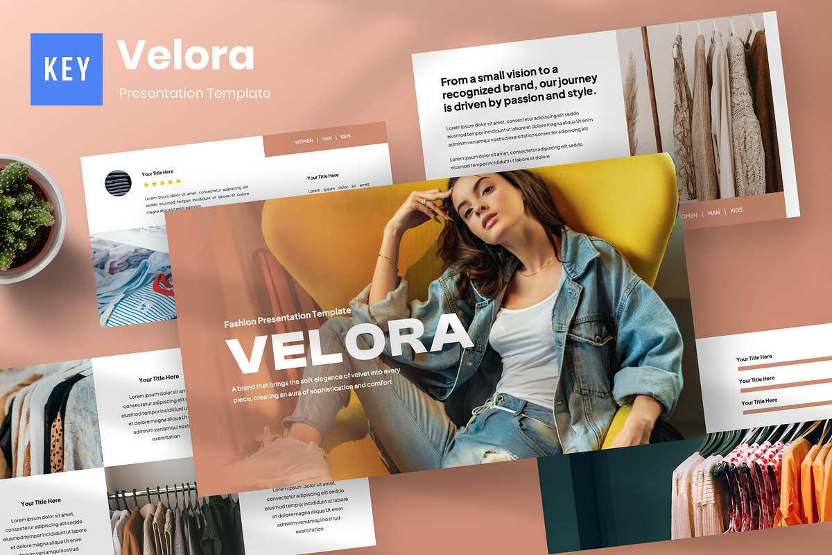 Velora - Fashion Keynote Template, a Presentation Template by Panen Creative (Photo 1 of 6)