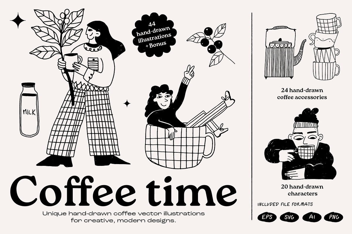 Coffee Time vector Illustrations, a Food Illustration by dicreate (Photo 1 of 14)