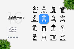 Lighthouse Outline Icons