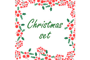 Watercolor christmas set