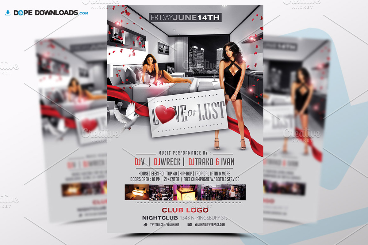 Love Lust Flyer Template, a Flyer Template by DopeDownloads (Photo 1 of 3)