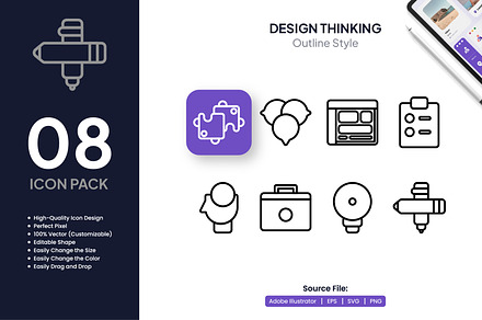 Design Thinking Outline Icons