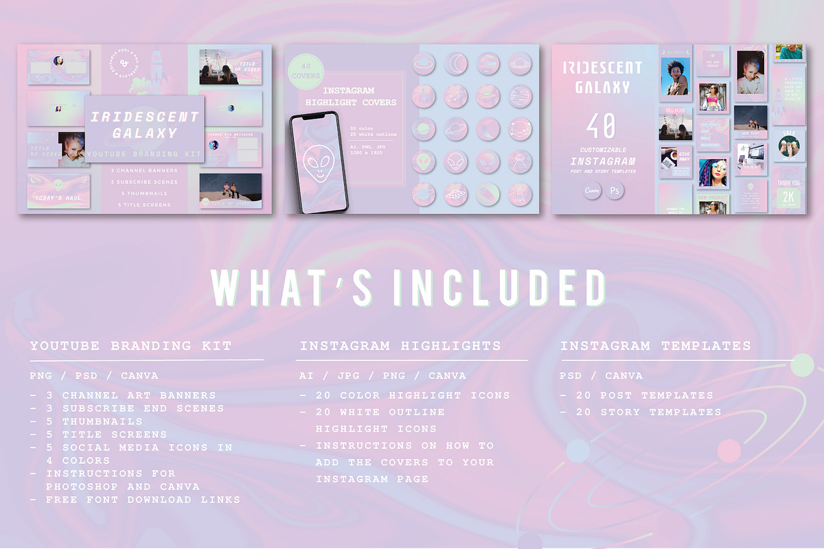 Branding Bundle: Iridescent Galaxy, an Object Graphic by Liseno Designs (Photo 3 of 3)