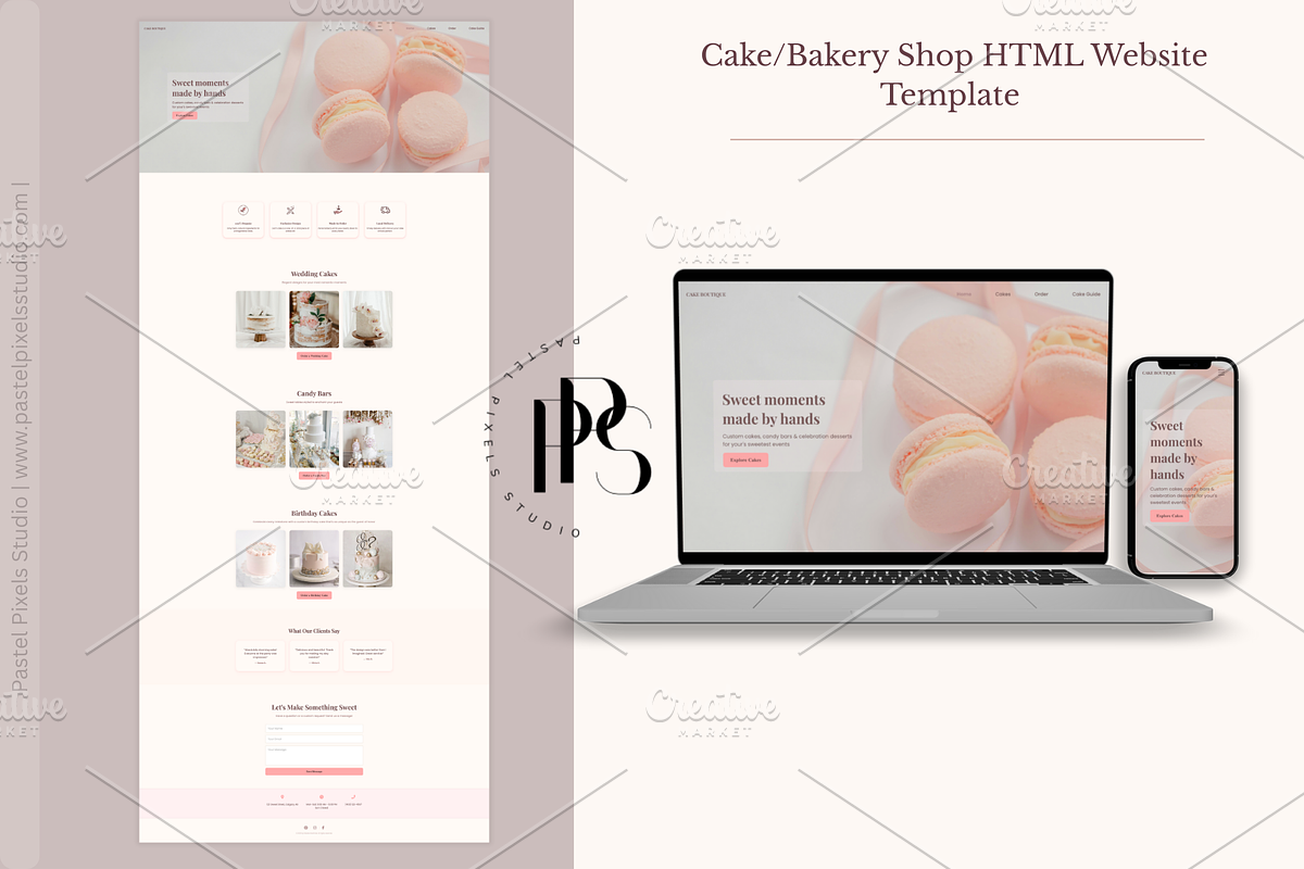 Bakery Shop HTML Website Template, a HTML Template by Pastel Pixels Studio (Photo 1 of 4)