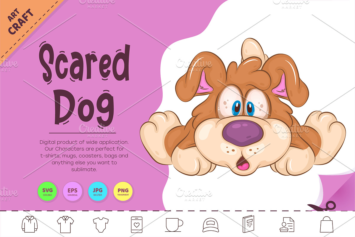 Cartoon Scared Dog. Clipart., an Animal Illustration by KENO Mascots (Photo 1 of 3)