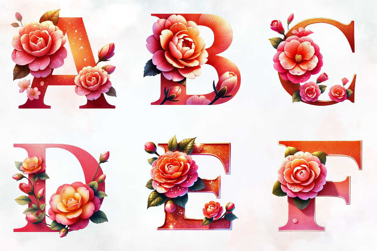 Floral Alphabet Sublimation PNG, an Illustration by RobertsArt (Photo 7 of 7)