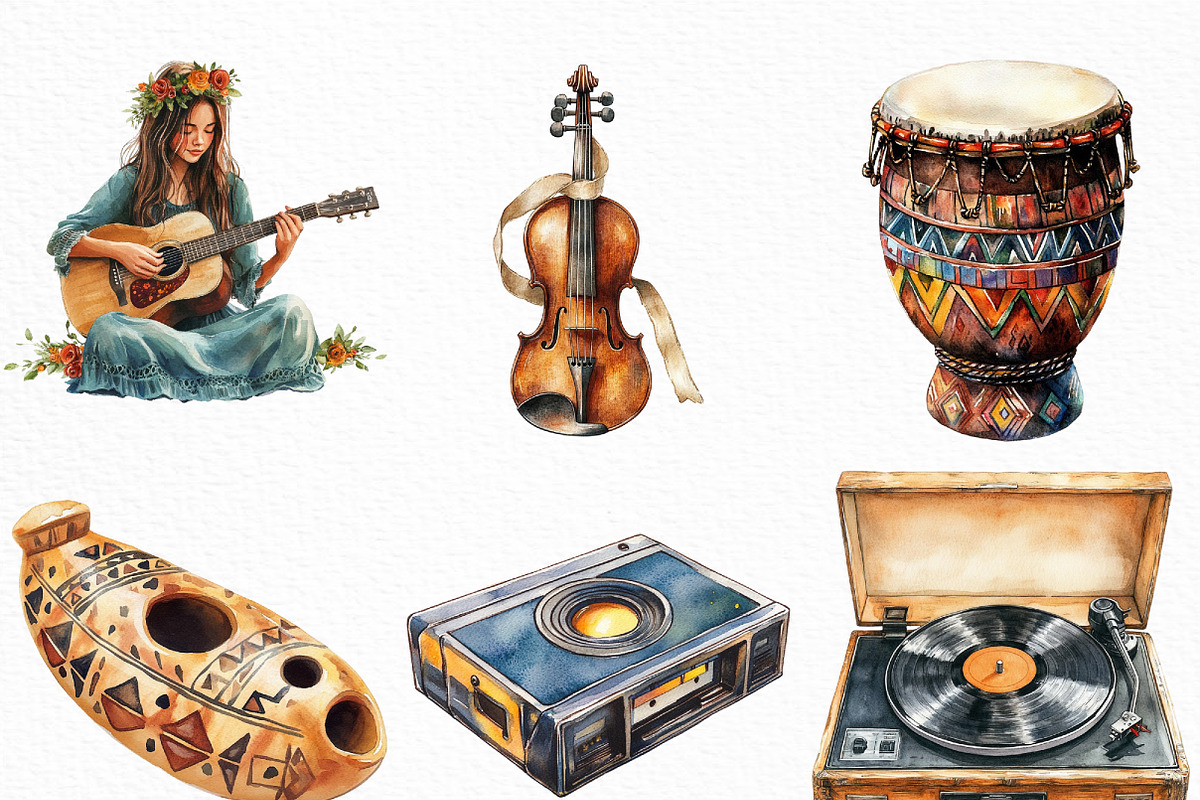Boho Music Clipart, an Illustration by Craft Nest (Photo 4 of 6)