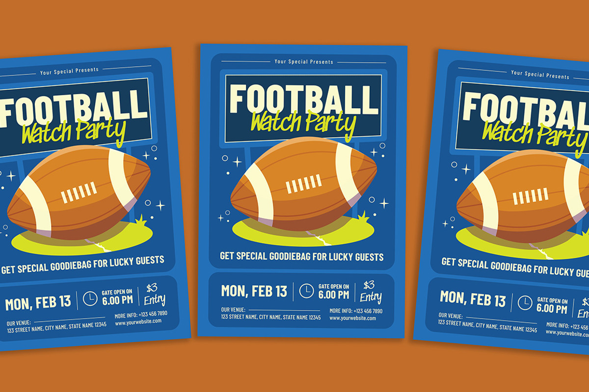 Football Watch Party Flyer, a Flyer Template by Gumico Studio. (Photo 1 of 3)