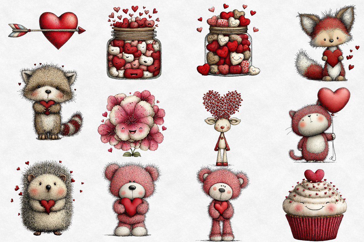 cute Valentine clipart, an Illustration by Designworld (Photo 2 of 6)