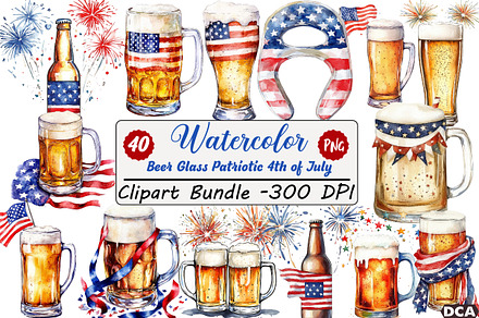 Beer Glass Patriotic 4th of July Cli