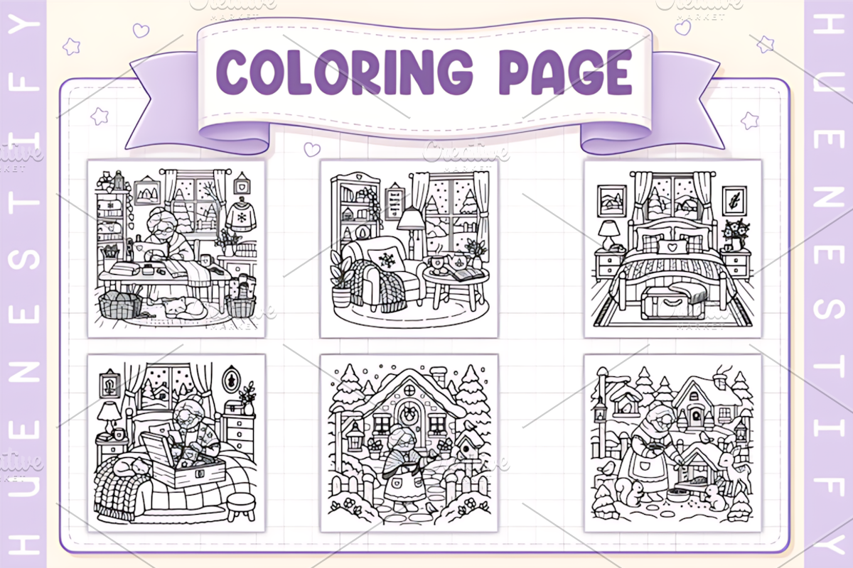 Grandma’s Winter House Coloring Book, a Seasonal Illustration by Design Station (Photo 3 of 3)