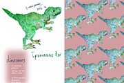 Dinosaurs seamless + clipart set, a Pattern Graphic by PatternsBlooming (Thumbnail 5 of 8)