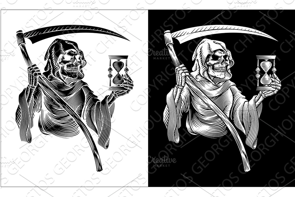 Grim Reaper Death Skeleton Vintage, an Illustration by Christos Georghiou