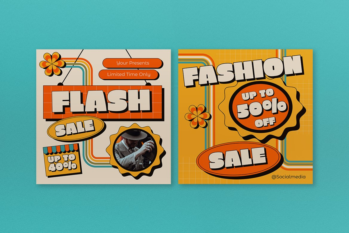 Yellow Retro Fashion Sale Banner, an UI Kit Template by graphicook (Photo 2 of 5)