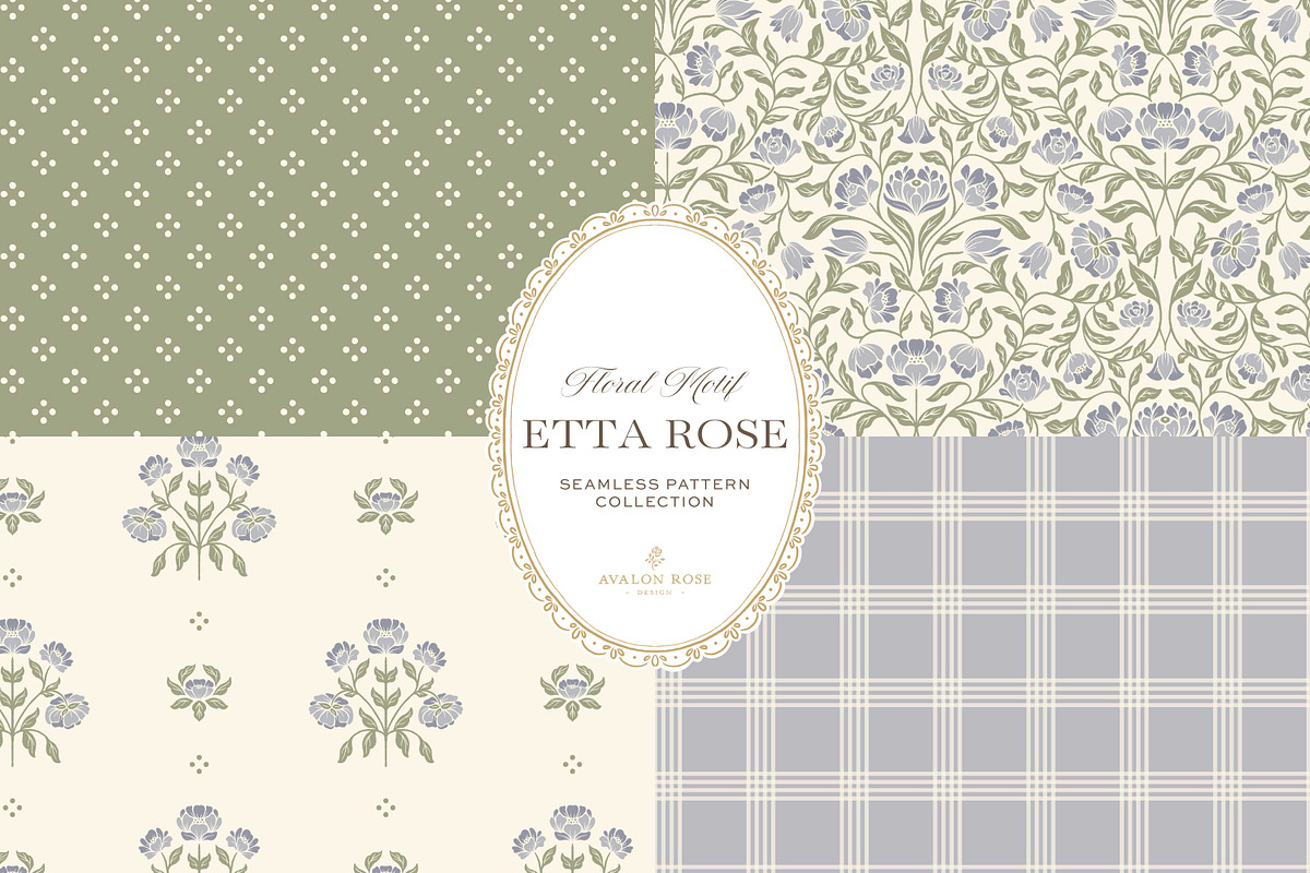 Vintage Blue Floral Print Patterns, a Pattern Graphic by Eclectic Anthology (Photo 2 of 14)