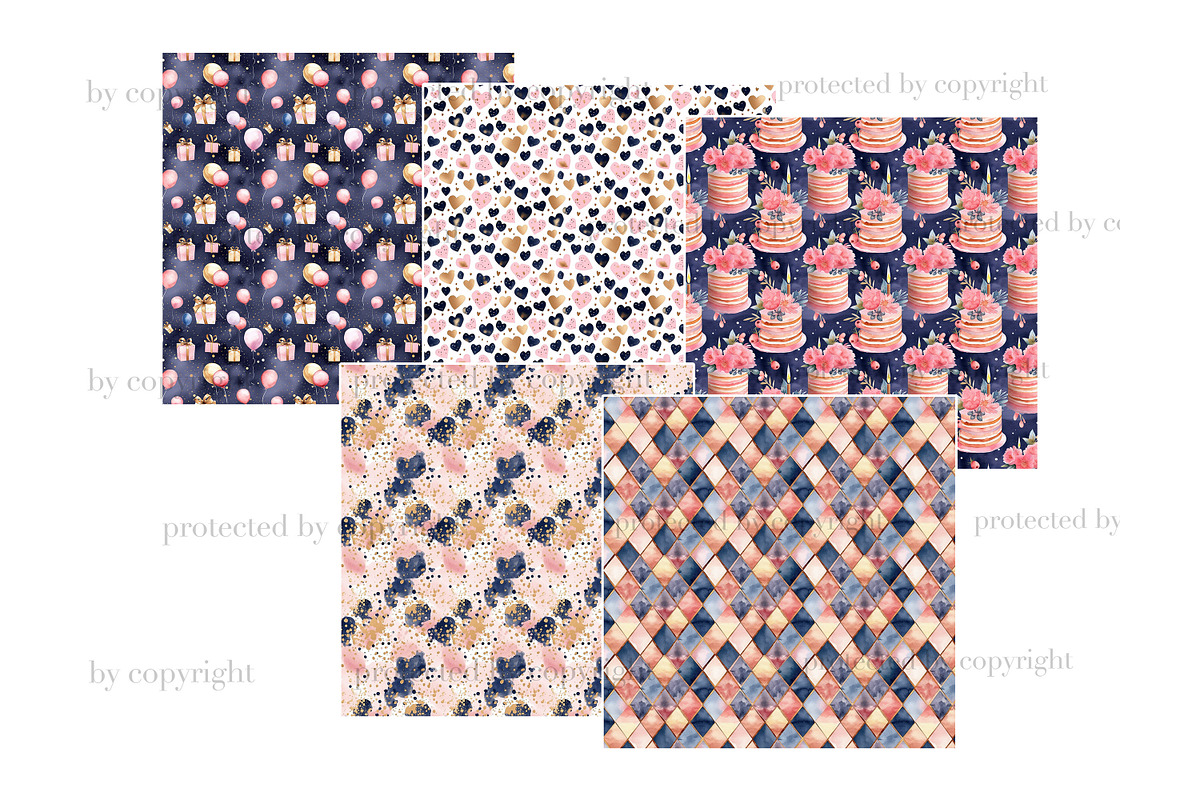 Birthday Seamless Patterns, a Pattern Graphic by GlamArtZhanna (Photo 2 of 3)