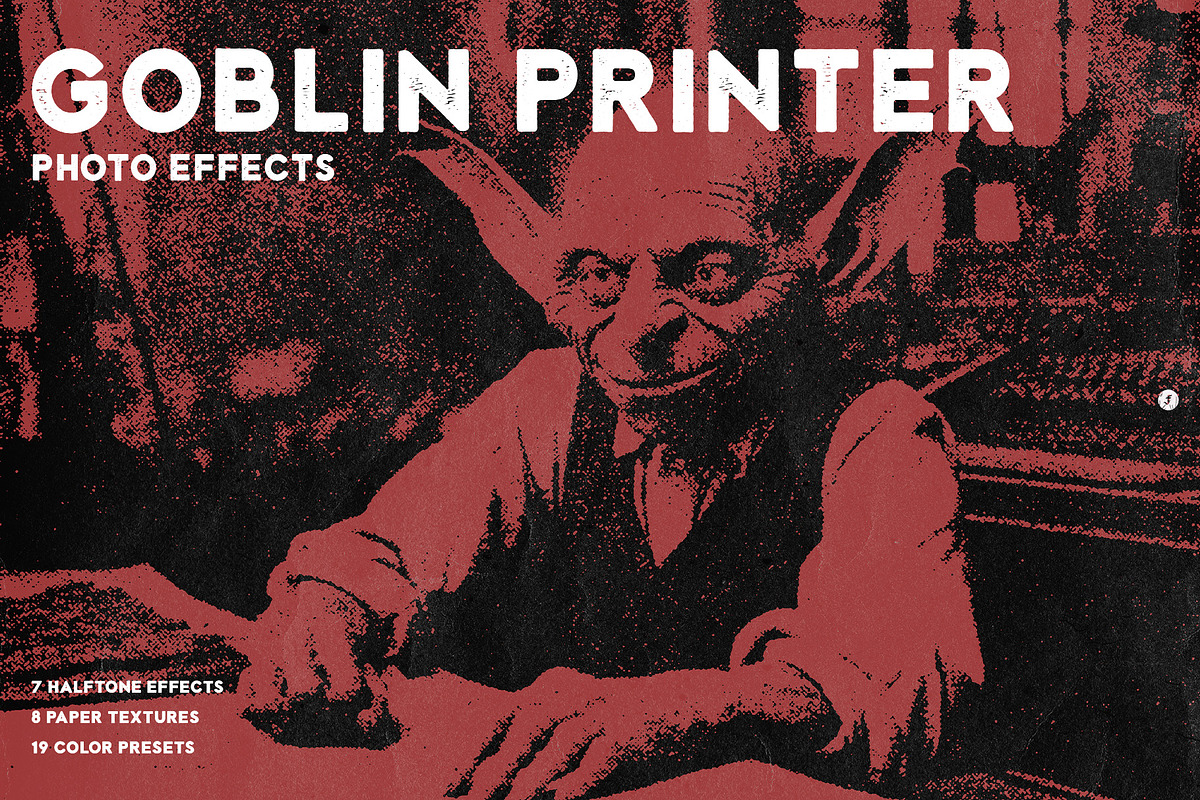 Goblin Printer - Halftone Effects, a Layer Style Add-On by Freezerondigital (Photo 1 of 19)