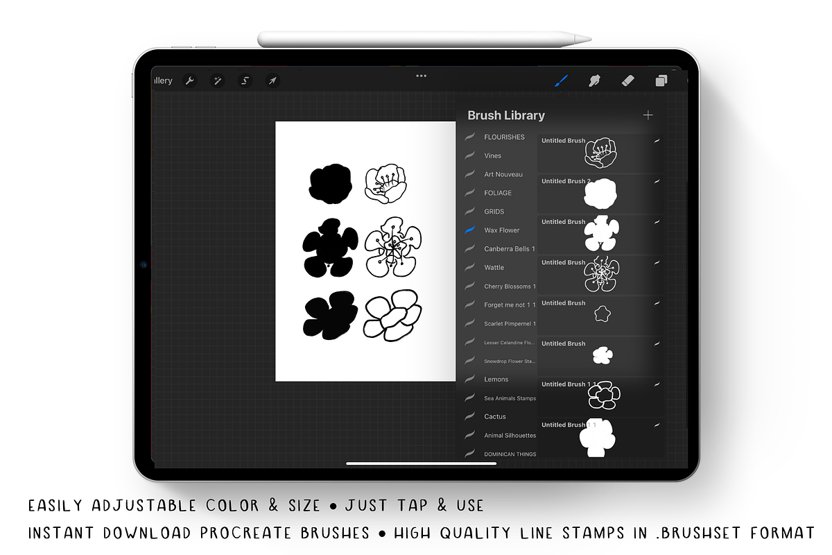 Procreate Brush Stamps - Wax Flower, a Brush Add-On by Gabba Delgado (Photo 2 of 4)