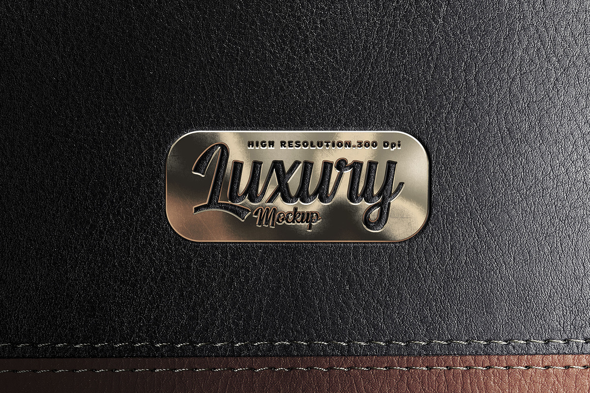 Metal Gold Mockup Logo on Leather, a Product Mockup by Artlogs x Modaldesain
