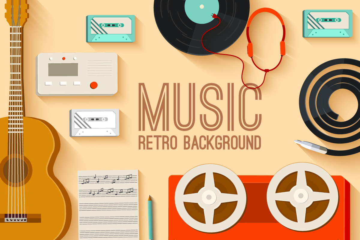 retro musical equipment background, an Illustration by LineTale (Photo 1 of 2)