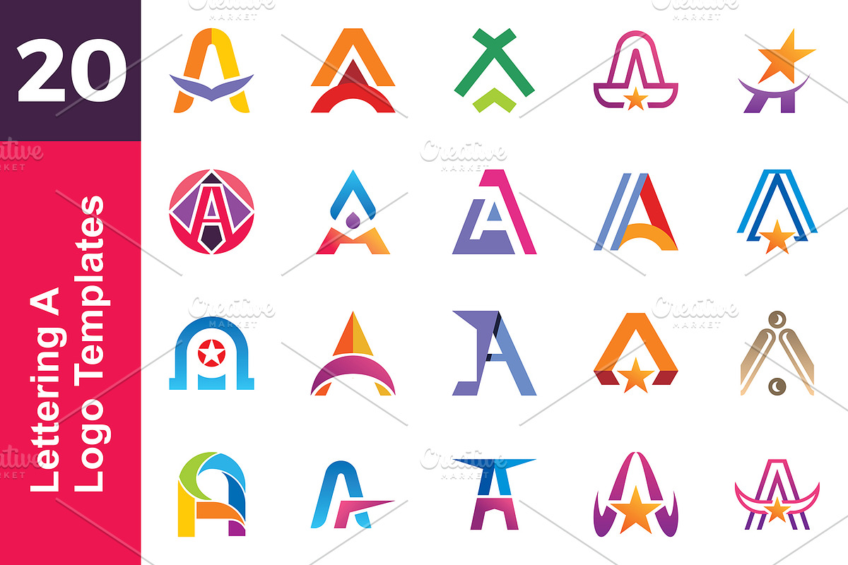 20 Logo Lettering A Template Bundle, a Branding & Logo Template by Acongraphic (Photo 1 of 21)