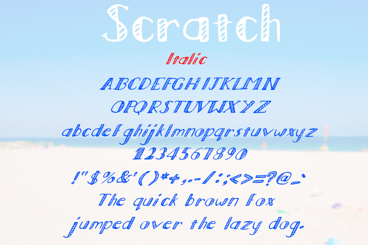 Scratch -Regular, Block, Italic Font preview 4