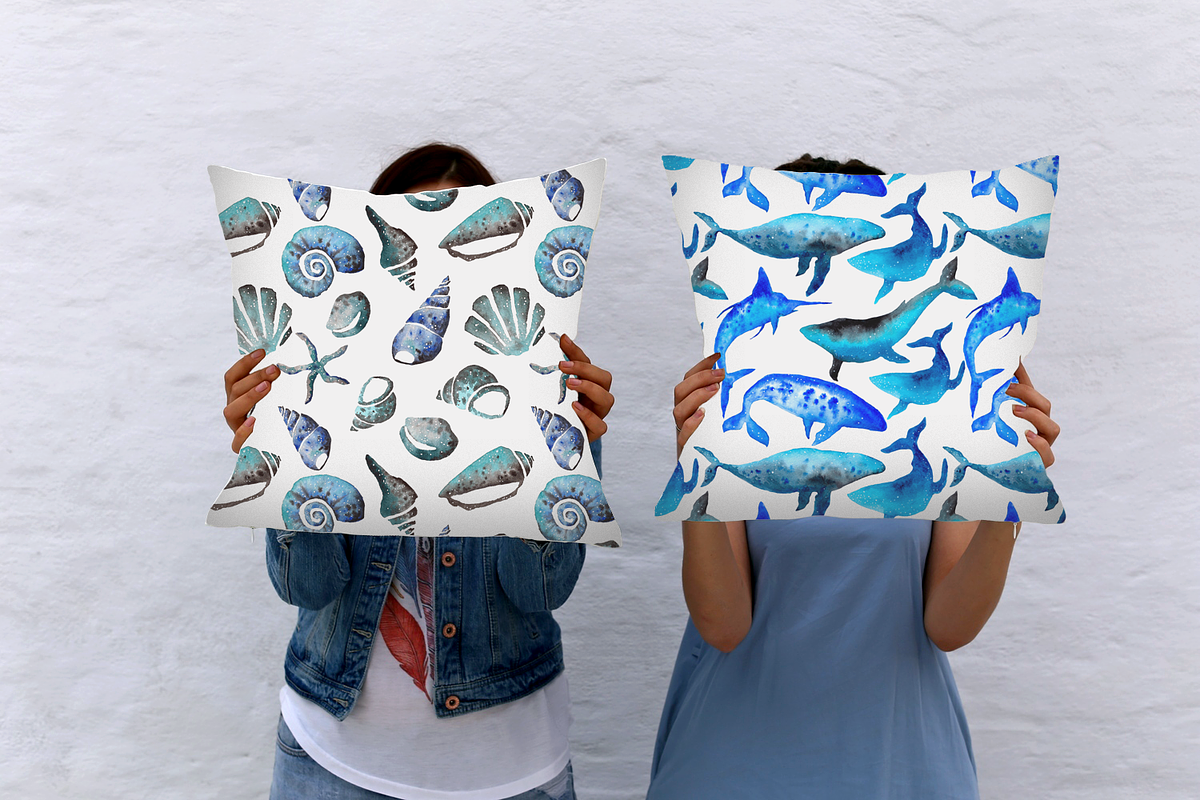 Watercolor whales & other creatures, a Pattern Graphic by 4erta (Photo 3 of 6)