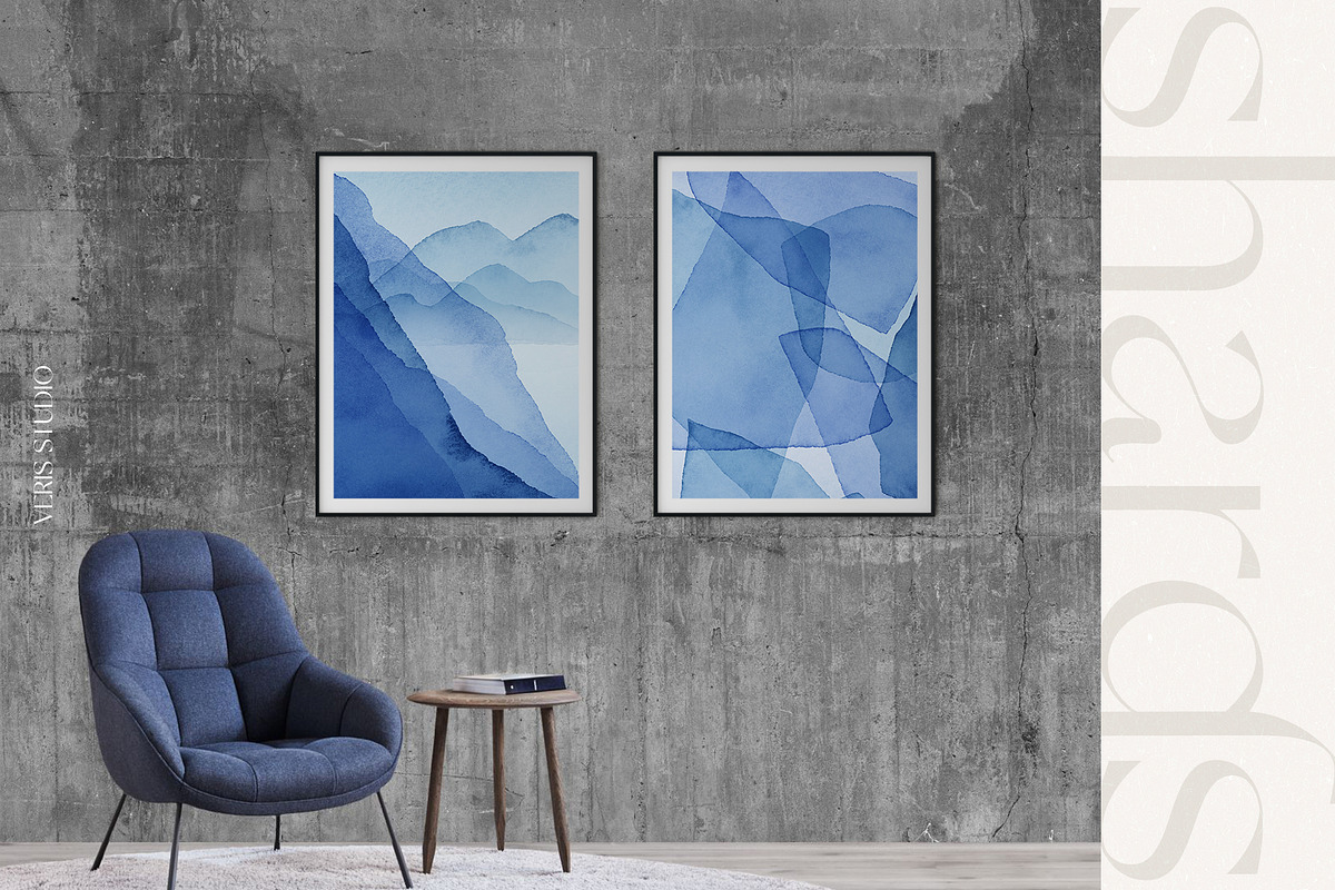 Abstract Navy Blue Watercolor Shapes, a Texture Graphic by Veris Studio (Photo 8 of 21)