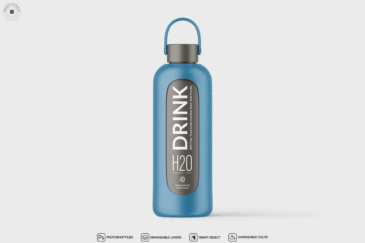 Insulated Water Bottle Mockup, a Product Mockup by SmokyPixels (Photo 2 of 7)