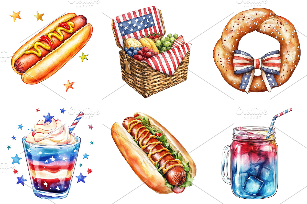 Patriotic Party Foods Clipart, an Icon by Watercolor design (Photo 4 of 4)