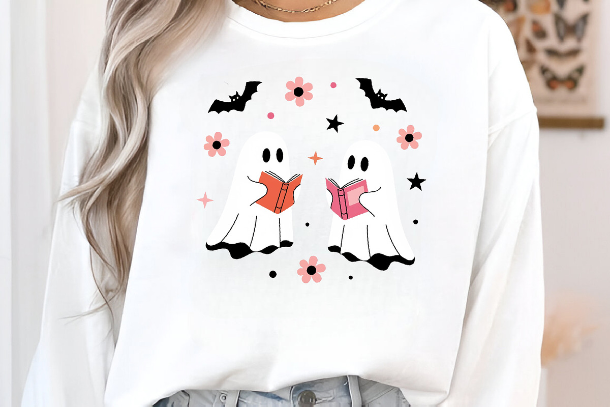 Halloween Ghost Reading Books PNG, an Illustration by Craft Nest (Photo 2 of 6)